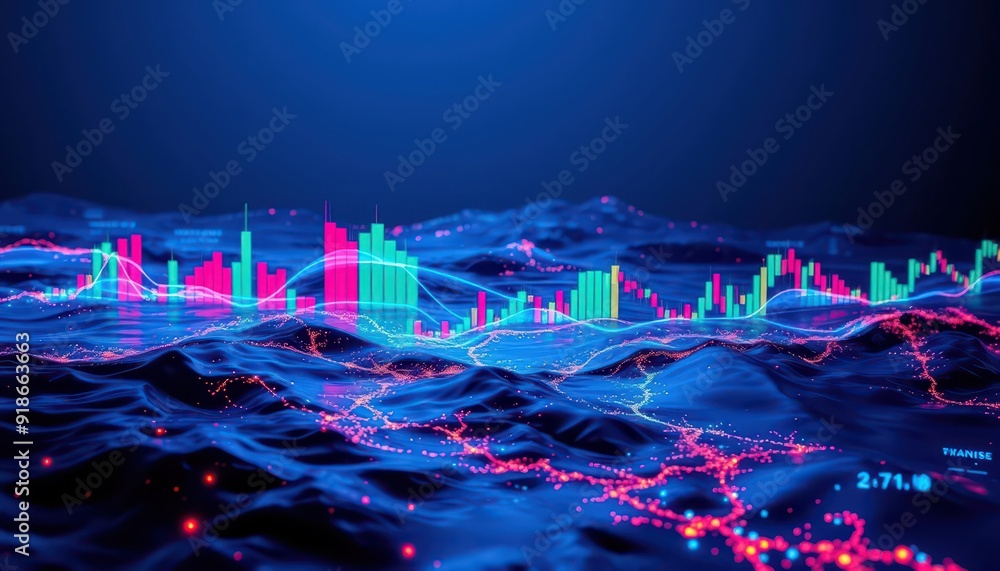 Poster abstract financial data visualization.