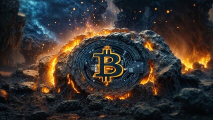 Bitcoin - Bitcoin is a cryptocurrency. Image of decentralized digital currency bitcoin.
