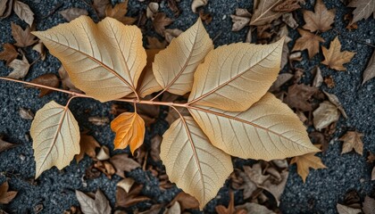 Golden Autumn Leaves on the Ground.