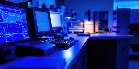 Digital Forensics Lab: A state-of-the-art facility, with computers and equipment for analyzing and extracting evidence from digital devices