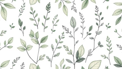 Green Leaves Seamless Pattern.