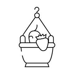 pot strawberry plant line icon vector. pot strawberry plant sign. isolated contour symbol black illustration