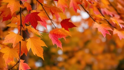 Red and Orange Autumn Leaves.