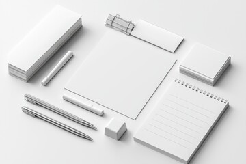 Naklejka premium Realistic blank stationery set mockup isolated created with generative ai