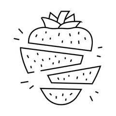 strawberries whole cut pieces line icon vector. strawberries whole cut pieces sign. isolated contour symbol black illustration