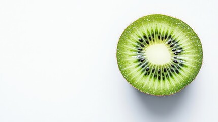Close-up of a Sliced Kiwi Fruit on a White Background