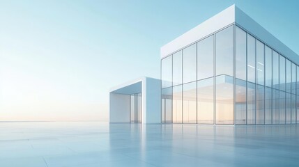 Obraz premium Modern Glass Building Exterior with Minimalist Design