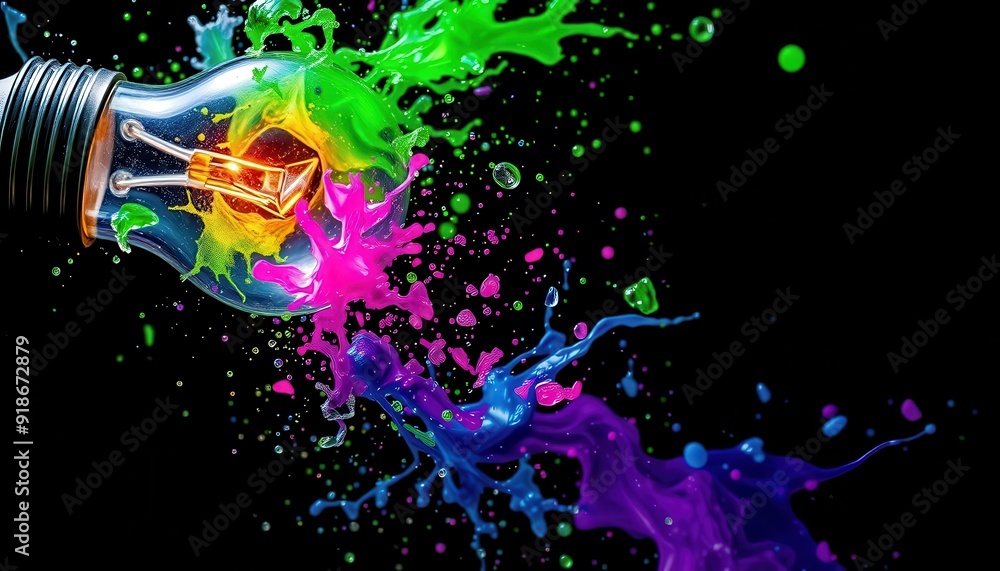 Aufkleber lightbulb splashing with color.