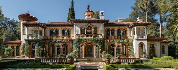 Fototapeta premium Mediterranean mansion with ornate details.