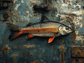 Obraz premium fish isolated on metal background