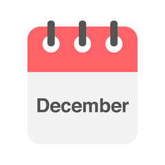 December icon vector. Daily, monthly, yearly calendar icon