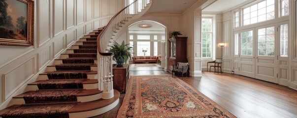 Historic colonial with a sweeping staircase.