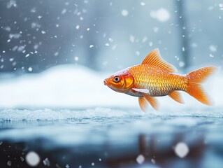 Fototapeta premium fish isolated on winter background