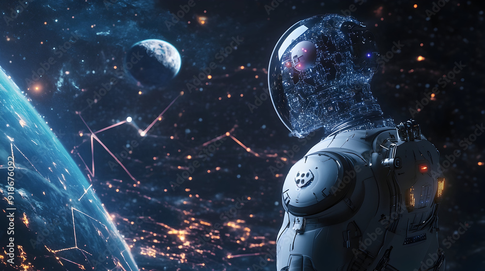 Wall mural artificial intelligence in space exploration - a depiction of ai assisting in space missions, from n