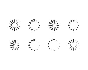 Collection Loading bar status icon. Vector illustration. Set of vector loaded icons. Download progress. Donload or Upload.