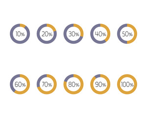 Collection Loading bar status icon. Vector illustration. Set of vector loaded icons. Download progress. Donload or Upload.