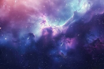 Fototapeta premium Colorful and detailed image of a nebula in deep space with bright stars and cosmic dust.