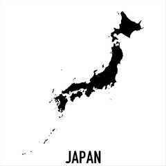 Japan Map - black World Map International vector template with High detailed isolated on white background - Vector