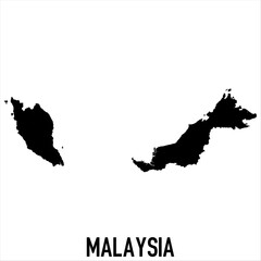 malaysia Map - black World Map International vector template with High detailed isolated on white background - Vector
