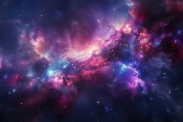 Fototapeta premium Colorful and vivid space nebula with glowing dust and stars