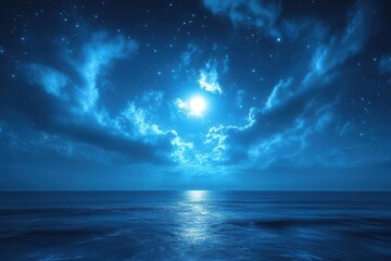 ethereal moonlit sky wispy clouds full moon illuminates night stars twinkling dreamy celestial landscape