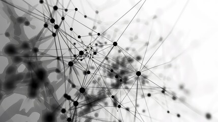 A black and white abstract image of interconnected circles and lines, suggesting a complex network.