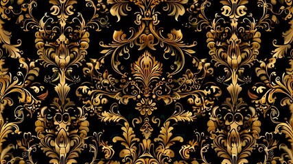 Vector seamless damask gold patterns. Rich ornament, old Damascus style gold pattern Generative AI