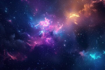 Colorful Nebula in Deep Space with Stars and Glowing Clouds