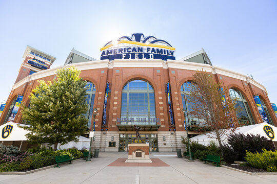 Milwaukee, WI, USA - August 10, 2024: American Family Field is home to Major League Baseball's Milwaukee Brewers. The stadium was previously known as Miller Park.