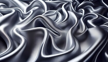 Fototapeta premium Luxurious Black and Silver Satin Fabric with Decorative Folds and Shiny Texture