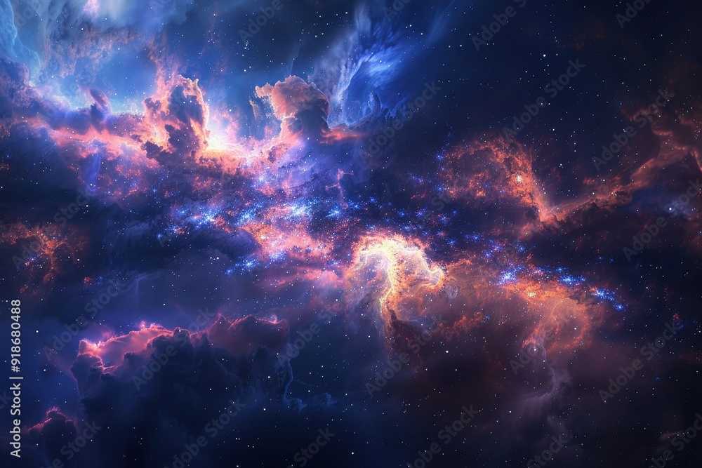 Canvas Prints colorful and detailed image of a nebula with bright stars and dust formations in deep space.
