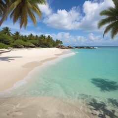 A Serene Scene Of A Secluded Beach With Powdery White Sand And Turquoise Capturing The Serene Beauty