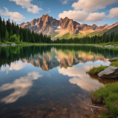 A Serene Scene Of A Secluded Mountain Lake With A Perfectly Mirrored Reflection Of The Surrounding The Calm