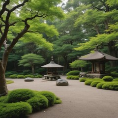 A Serene Scene Of A Tranquil Garden In A Traditional Japanese Zen With Carefully Raked Sculpted And
