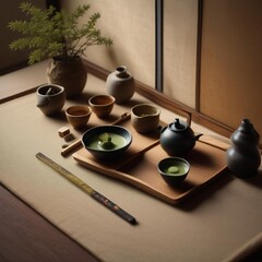 A Serene Scene Of A Tranquil Japanese Tea With The Delicate Tea The Meditative And The