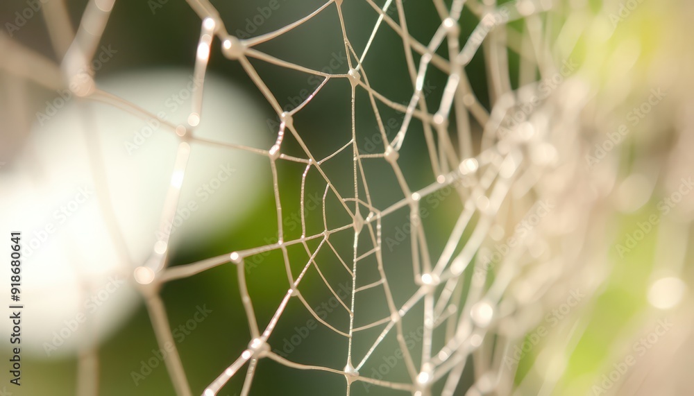 Aufkleber close-up of a spider web with bokeh background.