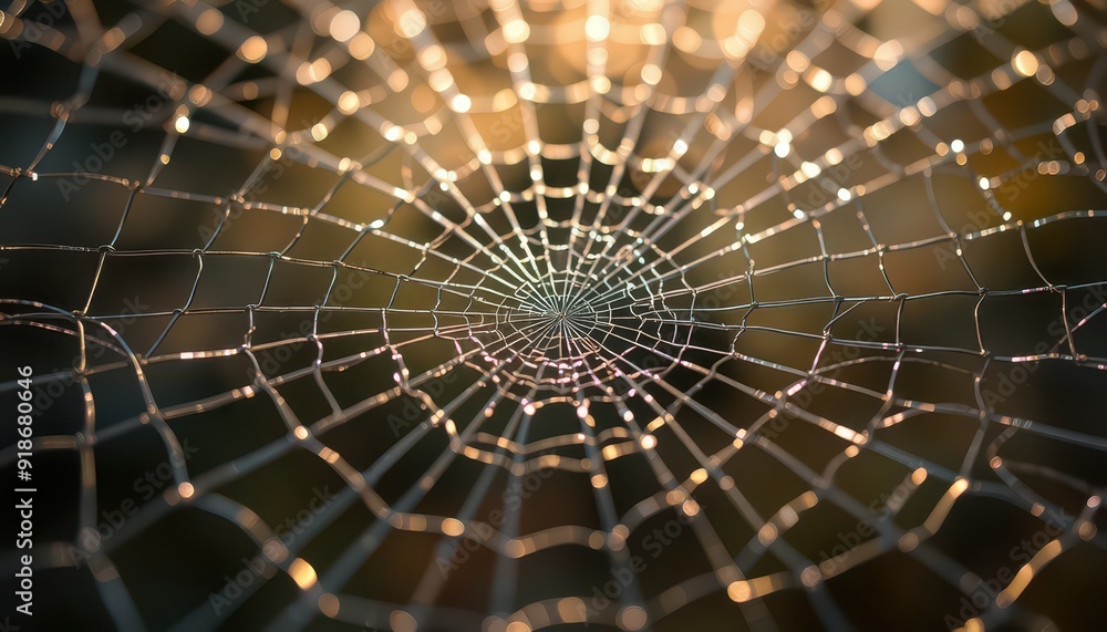 Aufkleber spiderweb with bokeh lights.