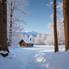 A Serene Winter Landscape With A And A Clear Blue Landscape Travel