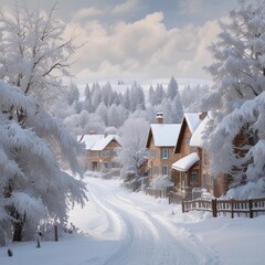 A Serene Winter Scene With A Classic Snowy Frosted And A Peaceful Snowy Landscape Travel