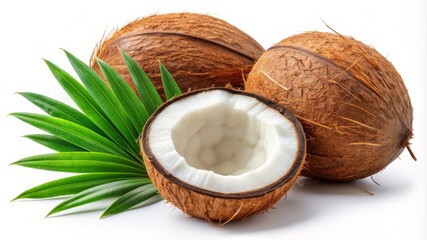 A close up of a coconut with the shell removed