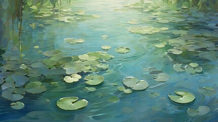 water lilies in the pond