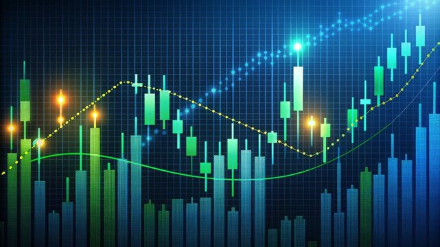 A graph with green and blue lines and a yellow line