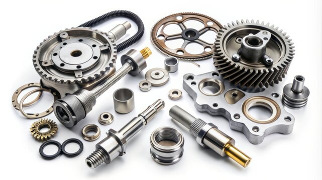 A collection of various parts and pieces of machinery