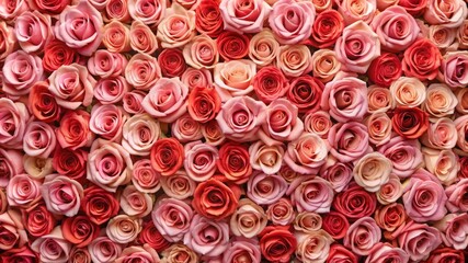 A bouquet of roses in various colors, including pink, orange, and yellow