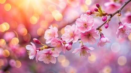 Obraz premium A beautiful pink flower with a bright sun shining on it