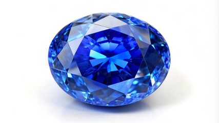 Fototapeta premium A blue diamond is sitting on a white background