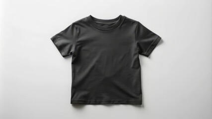 A black shirt is laying on a white background