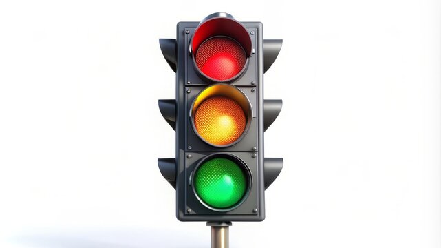A traffic light with a green light is lit up