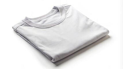 A white shirt is folded and laying on a white background