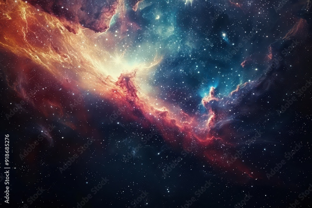 Canvas Prints colorful and detailed image of a nebula in deep space with bright stars and glowing gas clouds.
